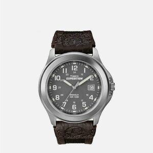 Timex Men's T40091 Expedition Metal Field 39mm Black/Brown strap indiglo